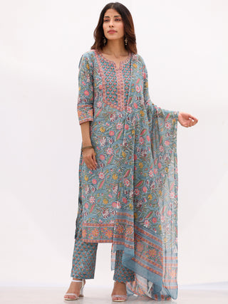 Megha Jhalak Set Of Kurta Pant Kota Dupatta