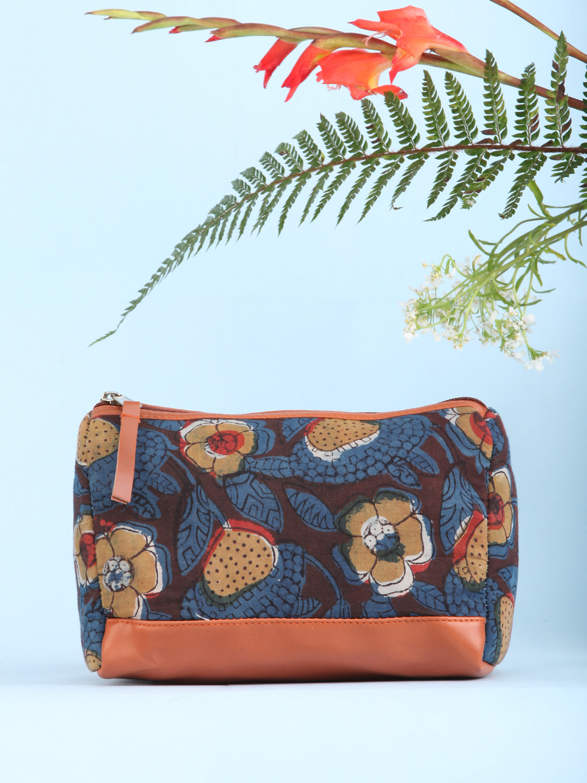 Indigo Mustard Hand Block Printed Utility Bag - B1612