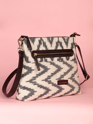 White Ikat Sling Bag - B1705