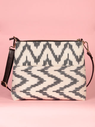 White Ikat Sling Bag - B1705