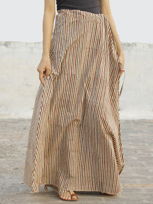 Hand Block Printed Wrap Around Skirt In Beige Maroon Black - S40F365