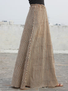 Hand Block Printed Wrap Around Skirt In Beige Maroon Black - S40F365