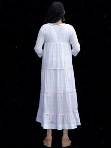 Chandni Sumnah - Cotton Dobby Tiered Long Dress With Embroidery  - D445FP01