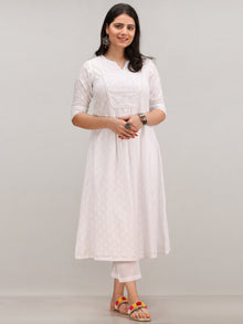 Noor Foziya - Self Emboss Work ALine Kurta Pant Set With Leheriya Dupatta - KS116AXXD11