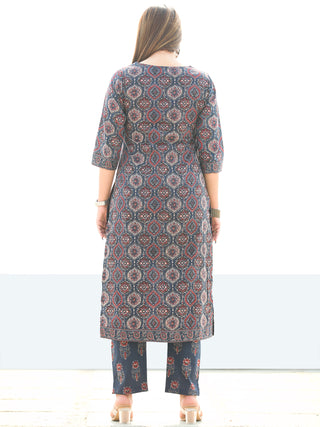 Ajrakh Zohra - Ajrakh Kurta Pants & Dupatta - KS21B2582D
