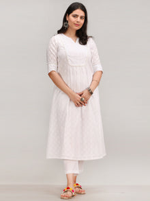 Noor Foziya - Self Emboss Work ALine Kurta Pant Set With Leheriya Dupatta - KS116AXXD11