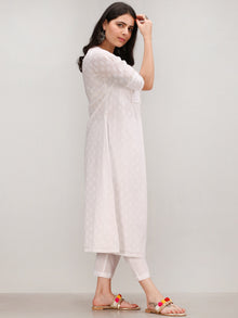Noor Foziya - Self Emboss Work ALine Kurta Pant Set With Leheriya Dupatta - KS116AXXD11