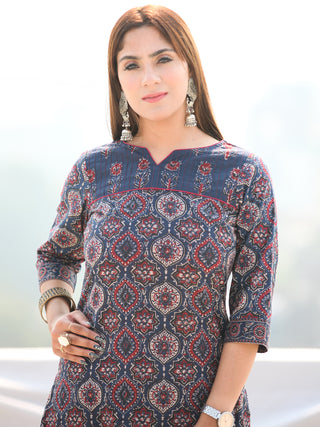 Ajrakh Zohra - Ajrakh Kurta Pants & Dupatta - KS21B2582D