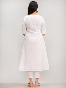 Noor Foziya - Self Emboss Work ALine Kurta Pant Set With Leheriya Dupatta - KS116AXXD11
