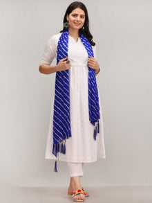 Noor Foziya - Self Emboss Work ALine Kurta Pant Set With Leheriya Dupatta - KS116AXXD11