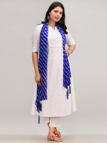 Noor Foziya - Self Emboss Work ALine Kurta Pant Set With Leheriya Dupatta - KS116AXXD11