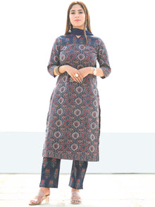 Ajrakh Zohra - Ajrakh Kurta Pants & Dupatta - KS21B2582D