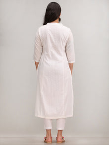 Noor Ifra - Self Embroidred ALine Kurta Pant Set With Bandhini Dupatta - KS01AXXD8