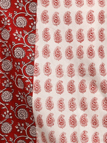 White Red Black Bagh Printed Asymmetric Panel Cotton Long Dress  - D309F1714