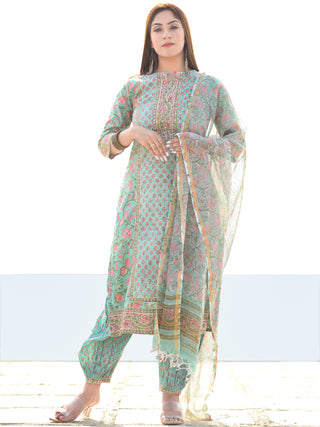 Utsav Gulbagh - Kurta Pants & Kota Doria Dupatta - KS76H2565D