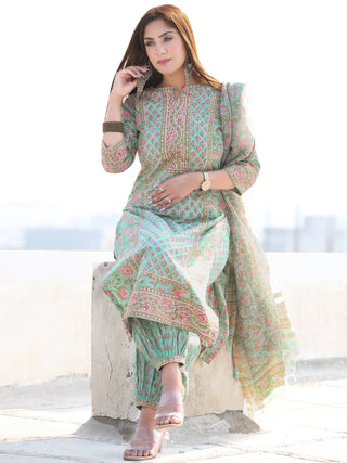 Utsav Gulbagh - Kurta Pants & Kota Doria Dupatta - KS76H2565D