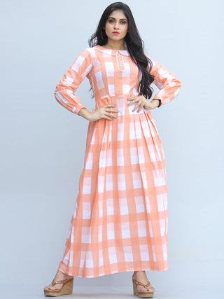 Gulzar Shezan -  Block Printed Knife Pleated Long Dress - D460F2289