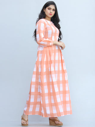 Gulzar Shezan -  Block Printed Knife Pleated Long Dress - D460F2289