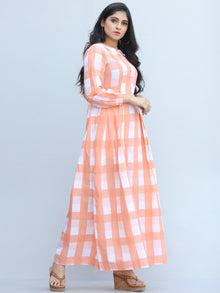Gulzar Shezan -  Block Printed Knife Pleated Long Dress - D460F2289