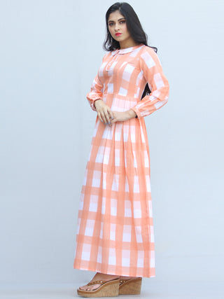 Gulzar Shezan -  Block Printed Knife Pleated Long Dress - D460F2289