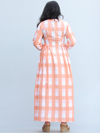 Gulzar Shezan -  Block Printed Knife Pleated Long Dress - D460F2289