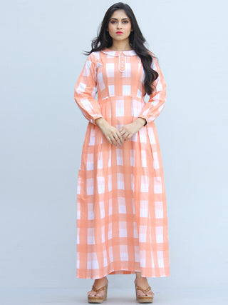 Gulzar Shezan -  Block Printed Knife Pleated Long Dress - D460F2289