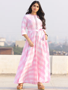 Gulzar Gulabi - Dress - Round Collar Embroidered Cotton Long Dress - D458F2288