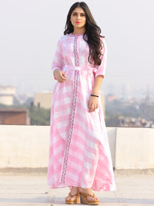 Gulzar Gulabi - Dress - Round Collar Embroidered Cotton Long Dress - D458F2288