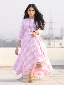 Gulzar Gulabi - Dress - Round Collar Embroidered Cotton Long Dress - D458F2288