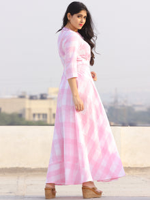 Gulzar Gulabi - Dress - Round Collar Embroidered Cotton Long Dress - D458F2288