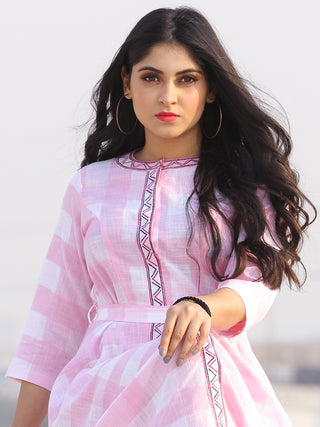 Gulzar Gulabi - Dress - Round Collar Embroidered Cotton Long Dress - D458F2288