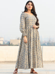 Gulzar Ersheen - Urave Cut  Hand Block Printed Dress With Deep Neck - D457FYYY