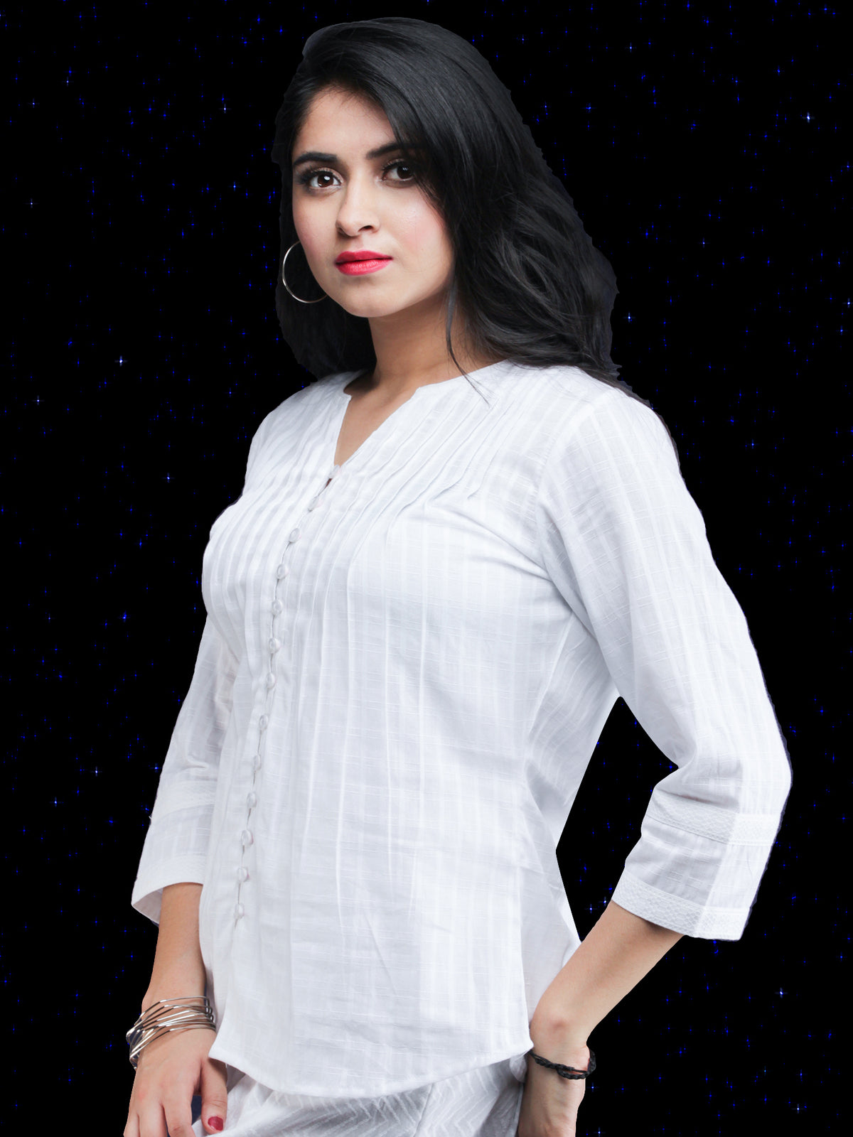 Chandni Saafnah - Cotton Dobby Shirt Top - T70FP02
