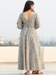 Gulzar Ersheen - Urave Cut  Hand Block Printed Dress With Deep Neck - D457FYYY