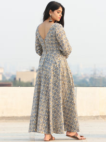 Gulzar Ersheen - Urave Cut  Hand Block Printed Dress With Deep Neck - D457FYYY