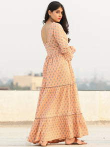 Gulzar Fawha -  Block Printed Tiered Long Dress - D456F2290