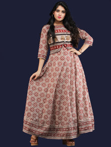 Naaz Safreen - Hand Block Printed Long Embroidered Jacket Dress - DS113F001
