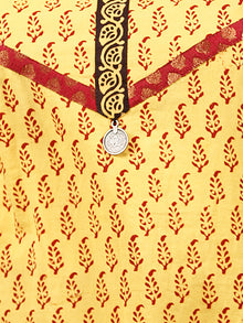 Yellow Maroon Black Bagh Hand Block Printed Kurta in Natural Colors - K123F1718