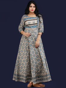 Naaz Padmani - Hand Block Printed Long Embroidered Jacket Dress - DS114F001