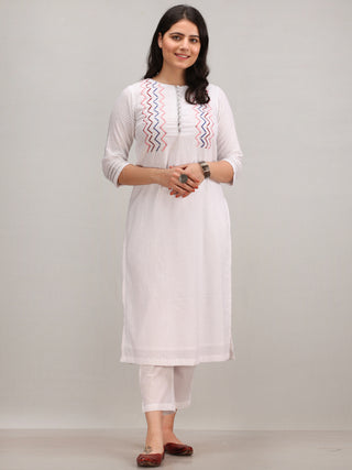Noor Aizah -  Self Embroidered Kurta Pant Set With Leheriya Dupatta - KS112AYYD6