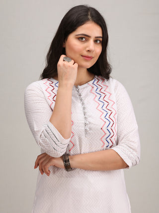 Noor Aizah -  Self Embroidered Kurta Pant Set With Leheriya Dupatta - KS112AYYD6