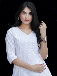 Chandni Taaj - Embroidered Cotton Dress With Back Knots - D449FP04