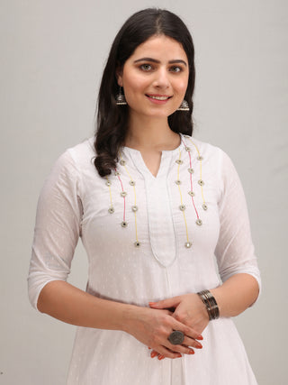 Noor Amoli -   Embroidered Kurta Pant Set With Mirror Work Dupatta - KS113AYYD2