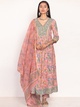 Sanjh Raga Set Of Anarkali Pants Dupatta