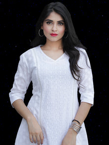 Chandni Taaj - Embroidered Cotton Dress With Back Knots - D449FP04