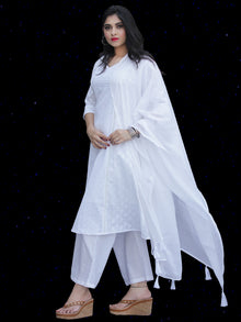 Chandni Taaj - Cotton Kurta Palazzo Set With Kota Dupatta - KS36SFP01WD