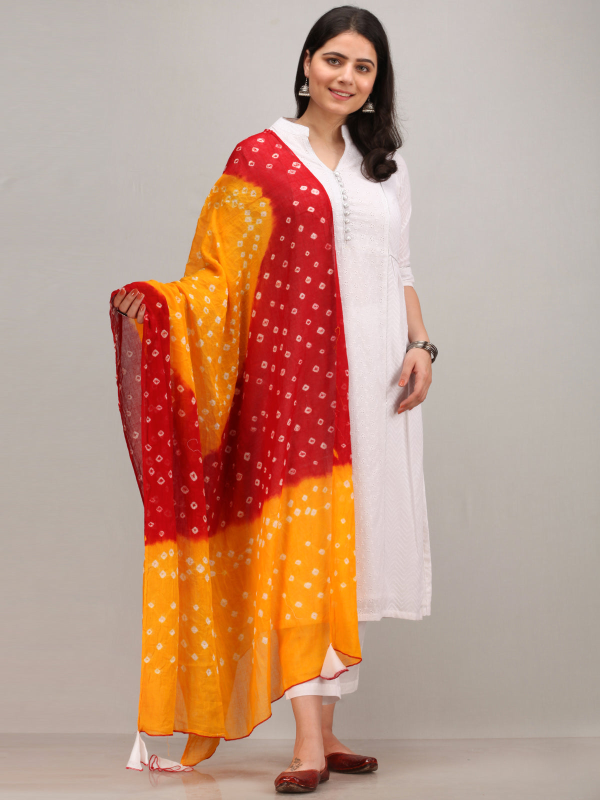 Noor Fareena -  Self Embroidered Kurta Pant Set With Bandhani Dupatta - KS114AYYD10