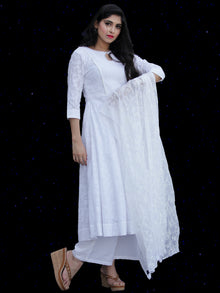 Chandni Sabd - Embroidered Cotton Kurta Palazzo Set With Chiffon Dupatta - KS37SFP02BWD