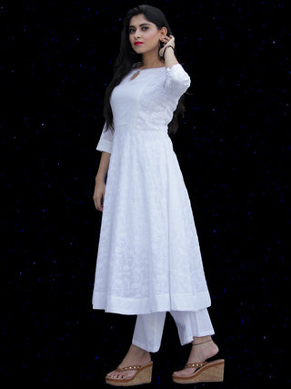 Chandni Sabd - Embroidered Cotton Kurta Palazzo Set With Kota Dupatta - KS37SFP02WD