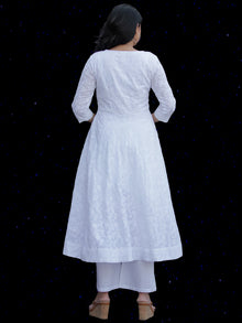 Chandni Sabd - Embroidered Cotton Kurta Palazzo Set With Chiffon Dupatta - KS37SFP02BWD